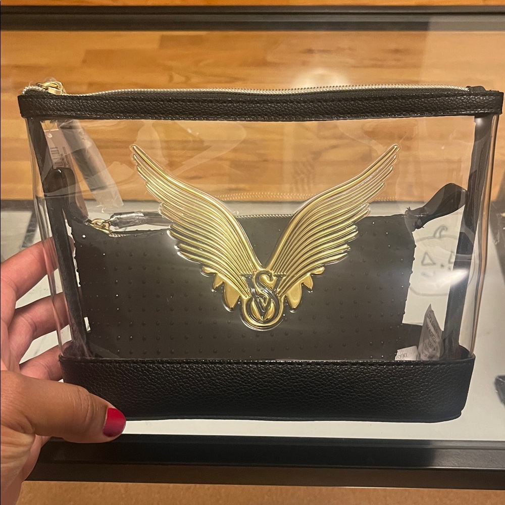 Victoria's Secret Black and Gold Clear Pouch